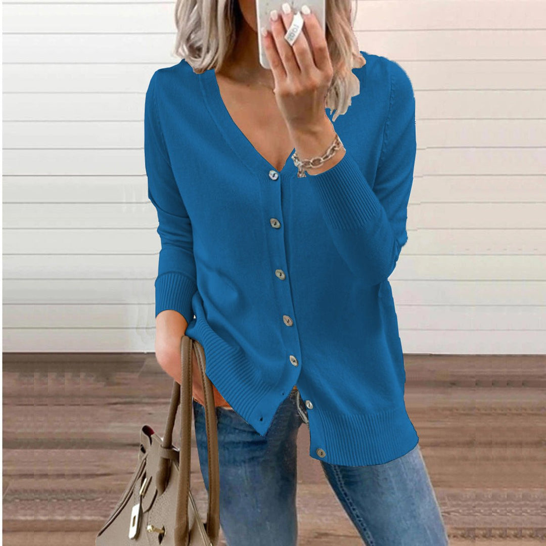 ALIZEE | WOMEN'S V NECK BUTTON UP CARDIGAN SWEATER 1