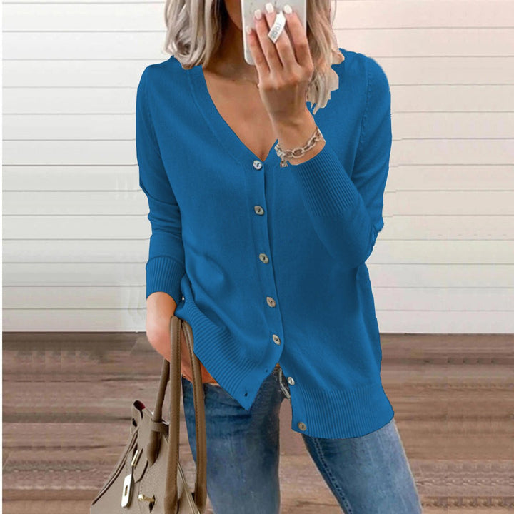 ALIZEE | WOMEN'S V NECK BUTTON UP CARDIGAN SWEATER 1