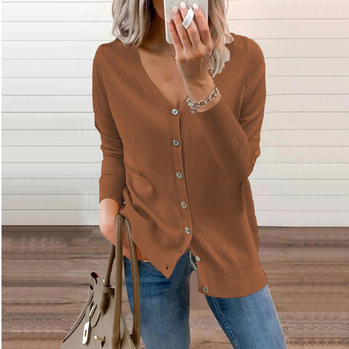 ALIZEE | WOMEN'S V NECK BUTTON UP CARDIGAN SWEATER 3