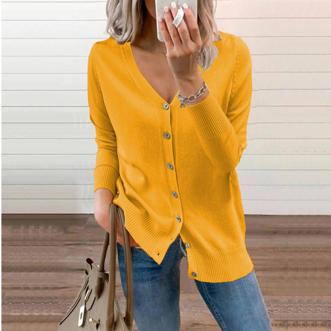 ALIZEE | WOMEN'S V NECK BUTTON UP CARDIGAN SWEATER 4