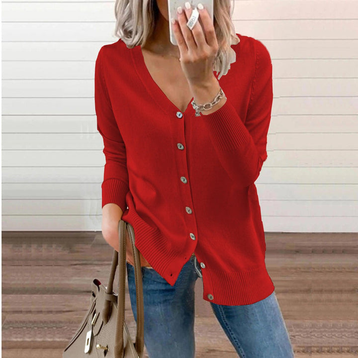 ALIZEE | WOMEN'S V NECK BUTTON UP CARDIGAN SWEATER 6