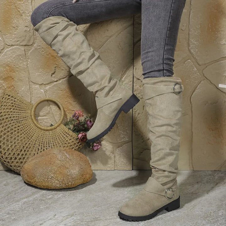 AMANDINE | WOMEN'S SUEDE SLOUCH KNEE HIGH BOOTS 2