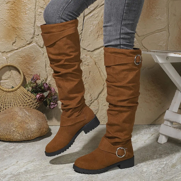 AMANDINE | WOMEN'S SUEDE SLOUCH KNEE HIGH BOOTS 3