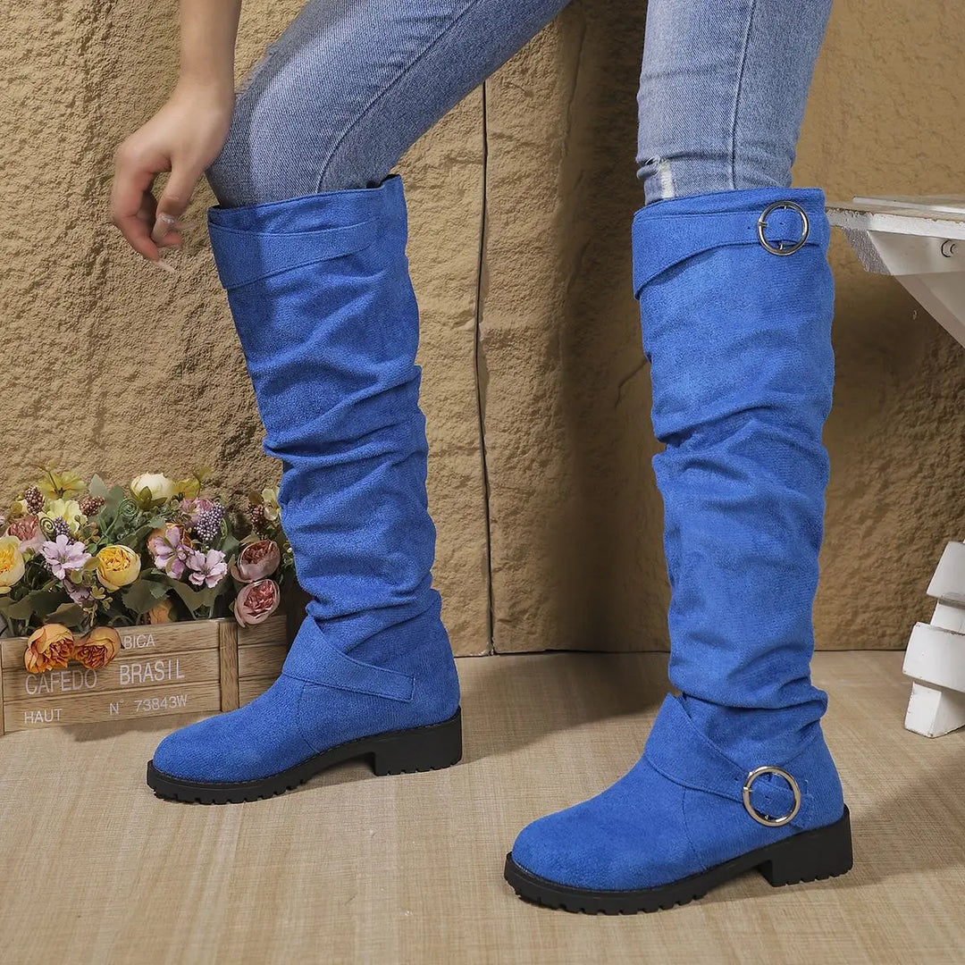 AMANDINE | WOMEN'S SUEDE SLOUCH KNEE HIGH BOOTS 4