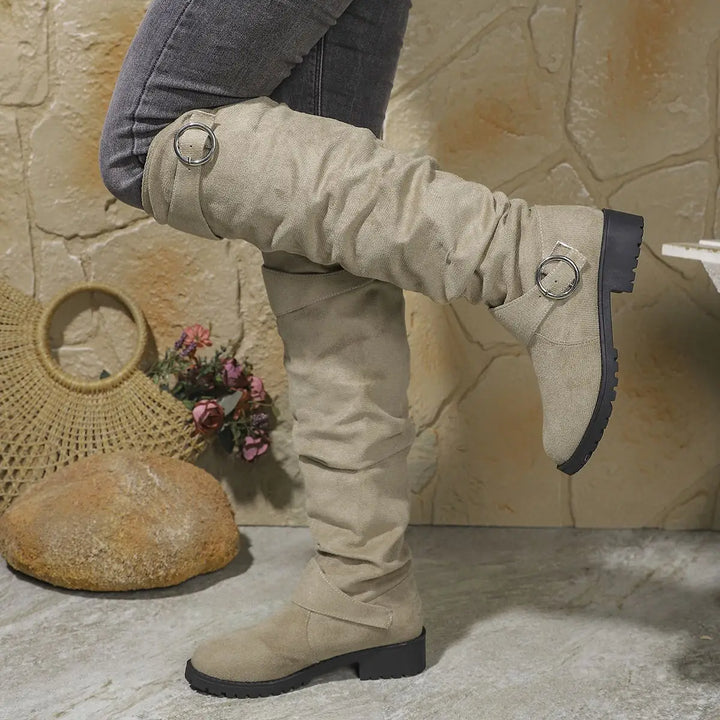 AMANDINE | WOMEN'S SUEDE SLOUCH KNEE HIGH BOOTS 6