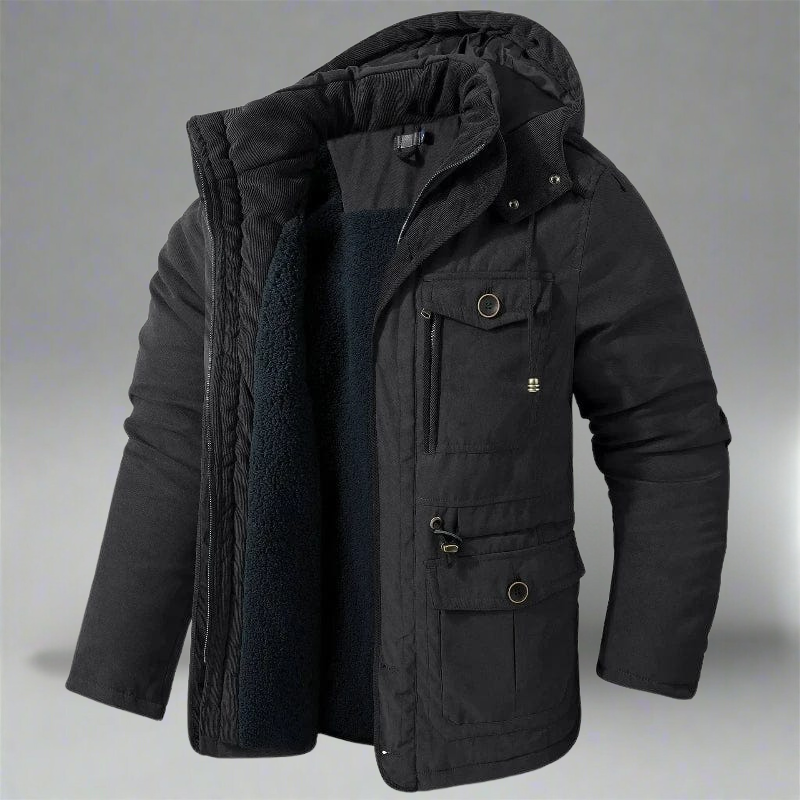 AMBROISE | MEN'S HOODED WINTER PARKA WINDPROOF CARGO POCKETS 1