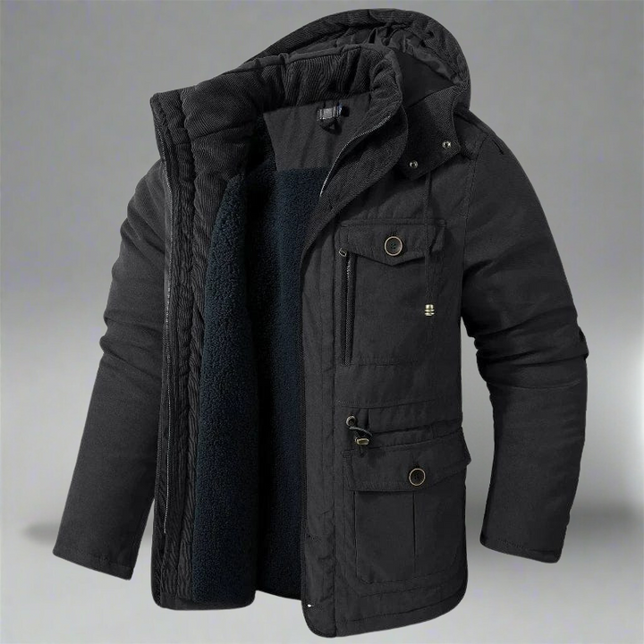 AMBROISE | MEN'S HOODED WINTER PARKA WINDPROOF CARGO POCKETS 1