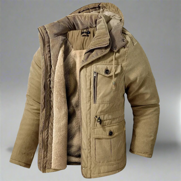 AMBROISE | MEN'S HOODED WINTER PARKA WINDPROOF CARGO POCKETS 2