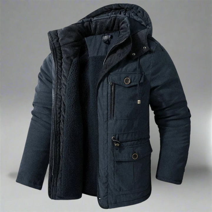 AMBROISE | MEN'S HOODED WINTER PARKA WINDPROOF CARGO POCKETS 3