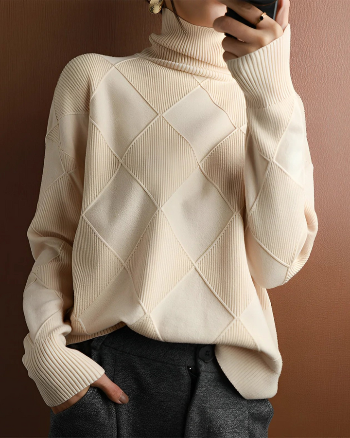 ANNELIE - DIAMOND KNIT TURTLENECK SWEATER 1