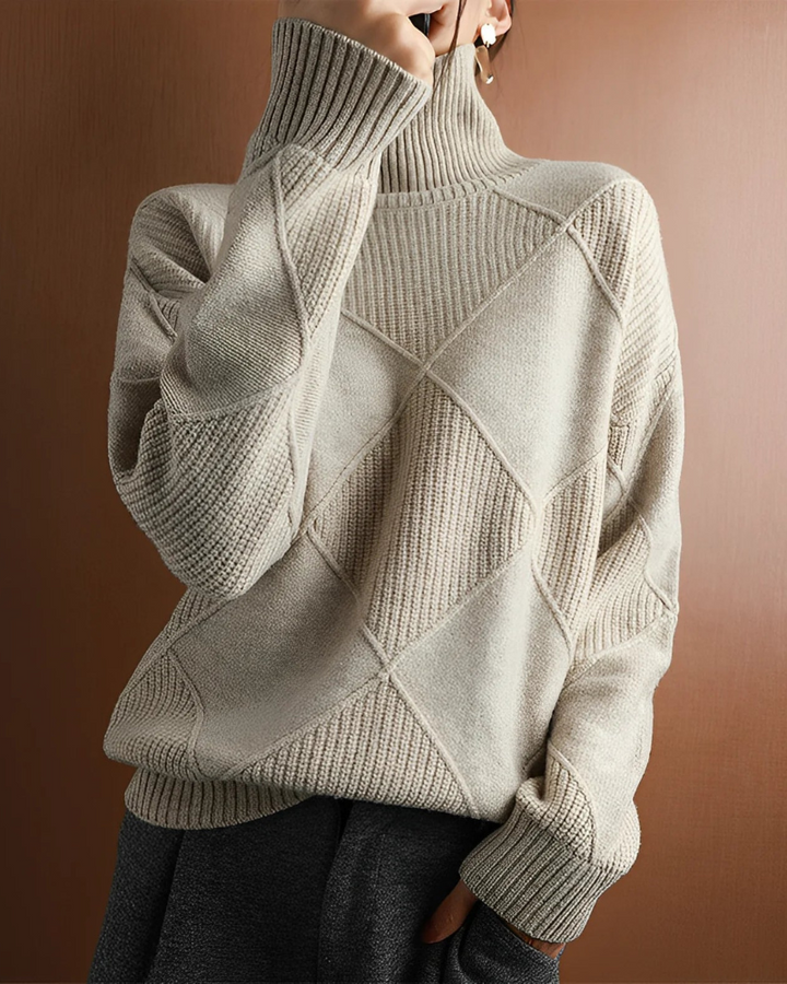 ANNELIE - DIAMOND KNIT TURTLENECK SWEATER 2