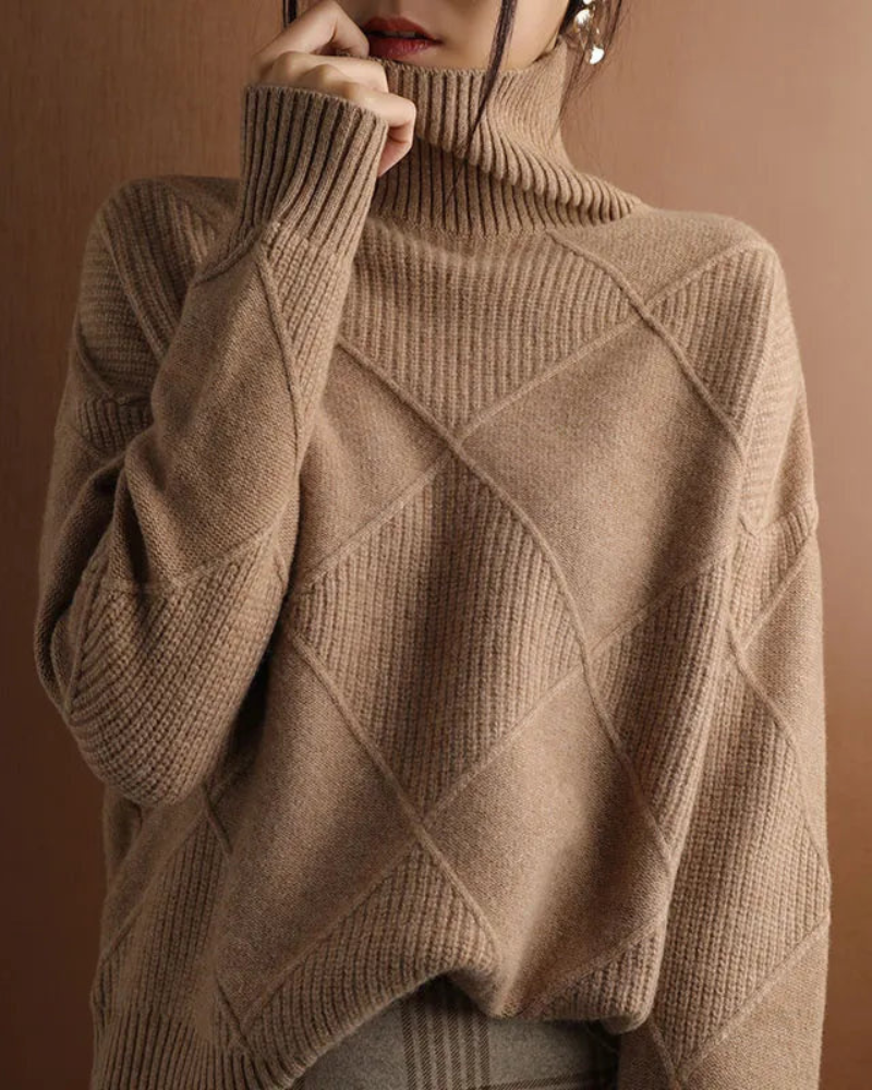 ANNELIE - DIAMOND KNIT TURTLENECK SWEATER 3