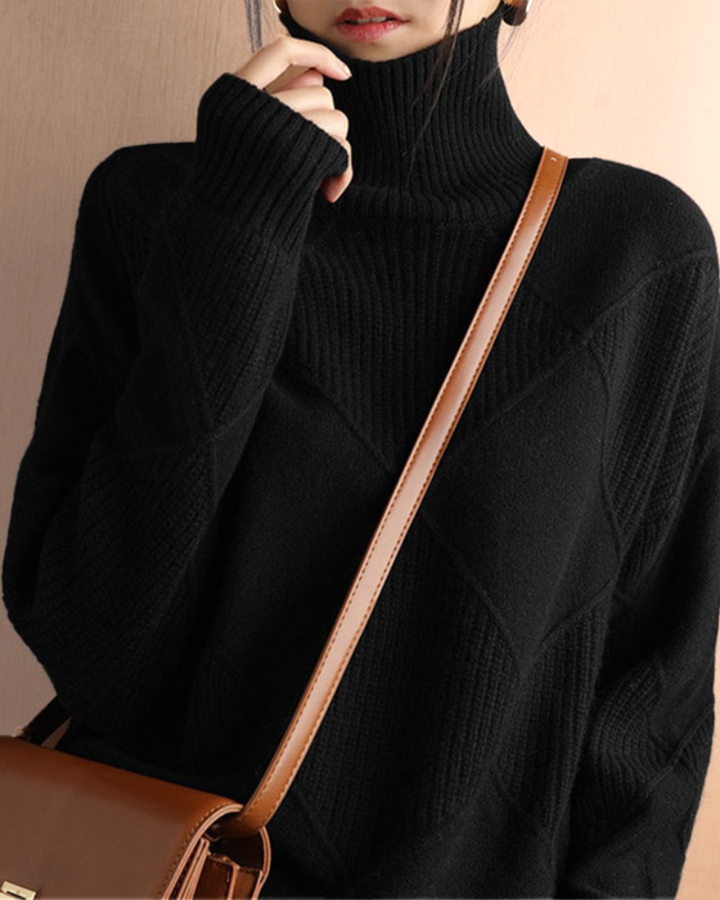 ANNELIE - DIAMOND KNIT TURTLENECK SWEATER 4