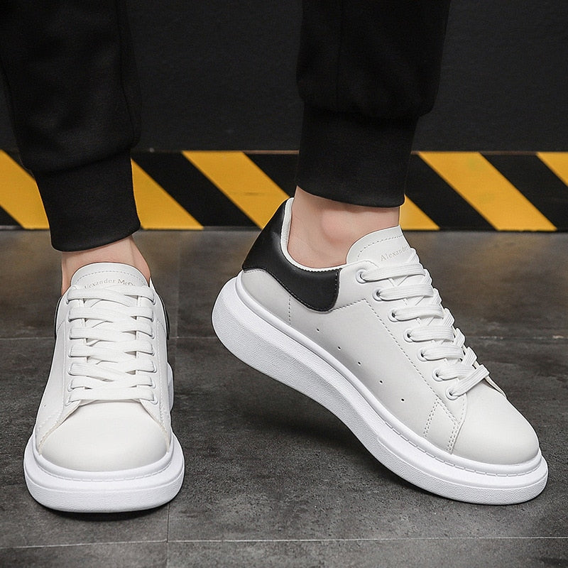 ANSEL | MEN'S WHITE LEATHER CASUAL SNEAKERS 3
