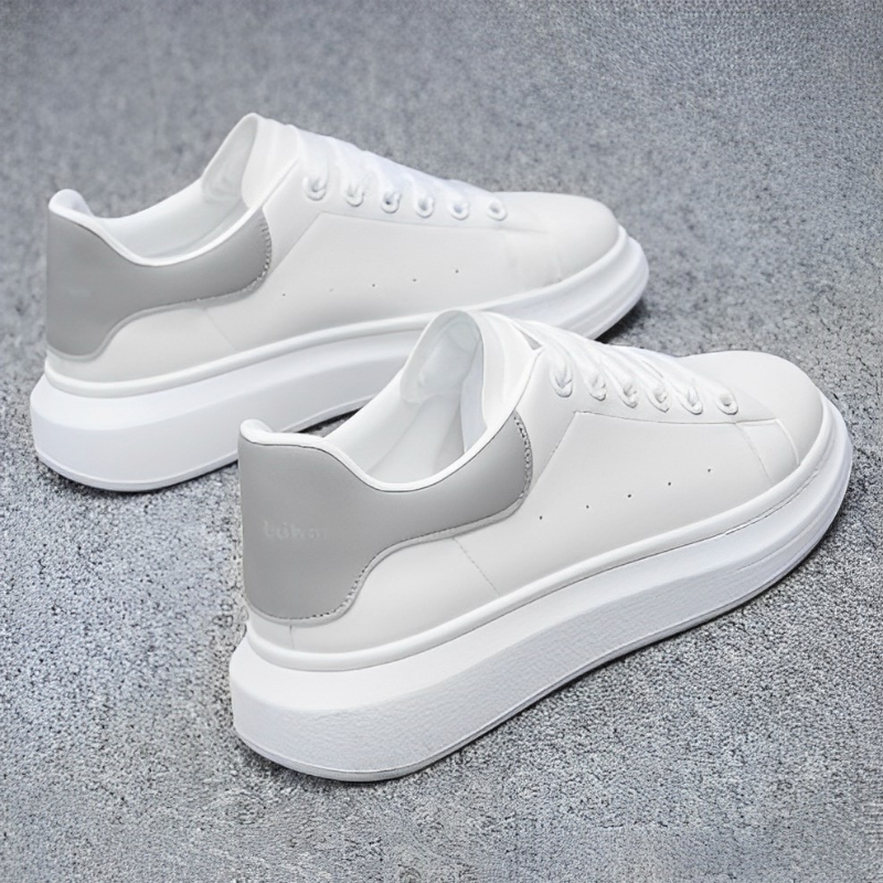 ANSEL | MEN'S WHITE LEATHER CASUAL SNEAKERS 6