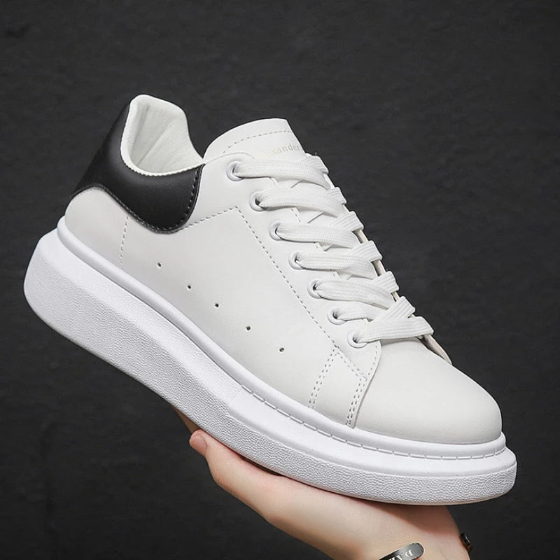ANSEL | MEN'S WHITE LEATHER CASUAL SNEAKERS 7