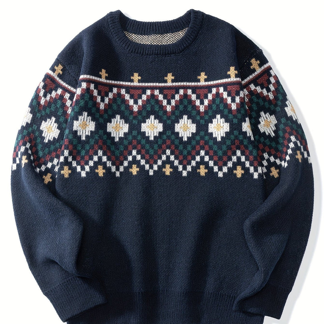 ANSELME | MEN'S FAIR ISLE CREW NECK KNIT SWEATER 1