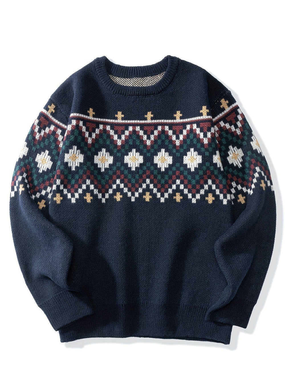 ANSELME | MEN'S FAIR ISLE CREW NECK KNIT SWEATER 2
