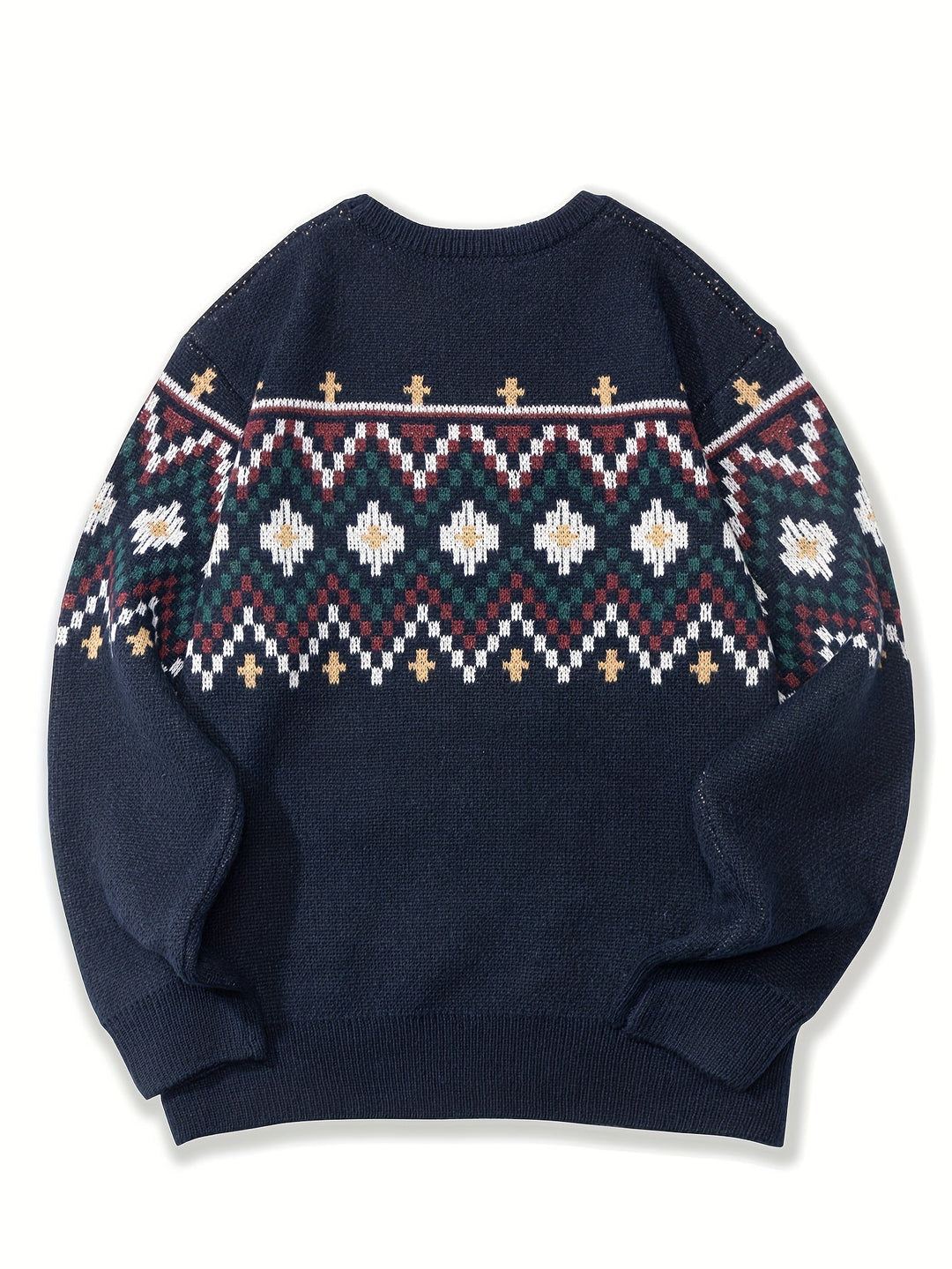 Men's Fair Isle Crew Neck Sweater – Detail View