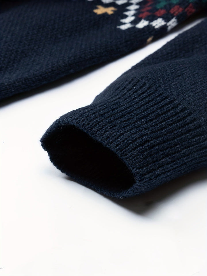Men's Fair Isle Crew Neck Sweater – Detail View