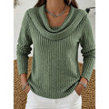 ANSELMINE | WOMEN'S RIBBED COWL NECK LONG SLEEVE TOP