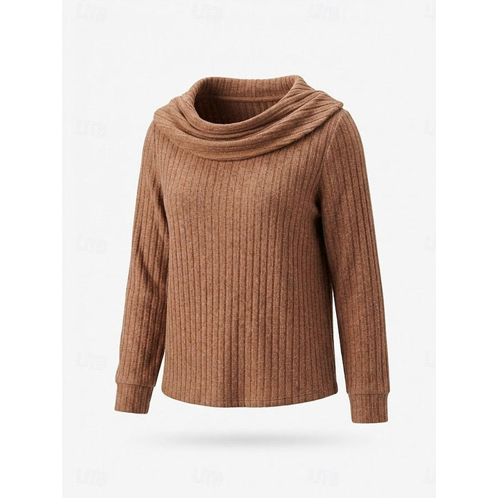 ANSELMINE | WOMEN'S RIBBED COWL NECK LONG SLEEVE TOP 7