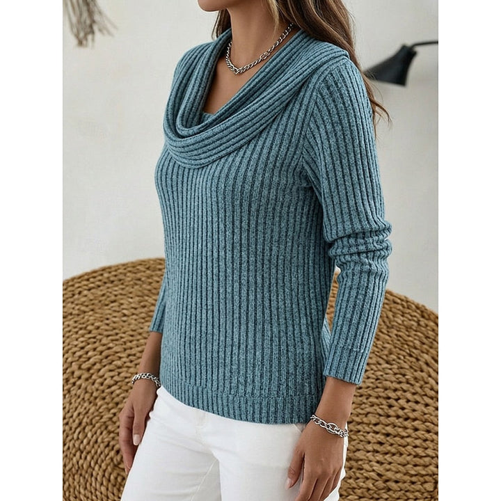 ANSELMINE | WOMEN'S RIBBED COWL NECK LONG SLEEVE TOP 9
