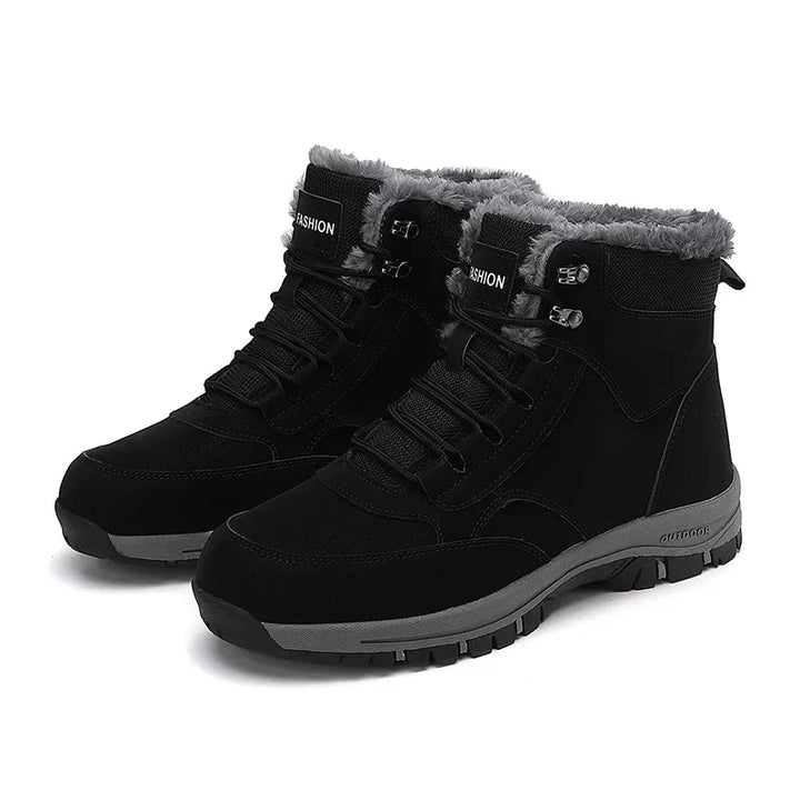 Women's Fur Lined Suede Hiking Boots – Black