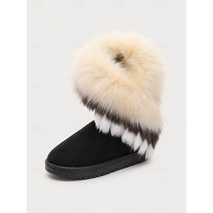 Women's Fluffy Suede Ankle Boots – Black Cream