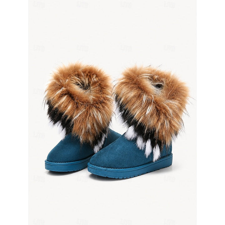 Women's Fluffy Suede Ankle Boots – Blue