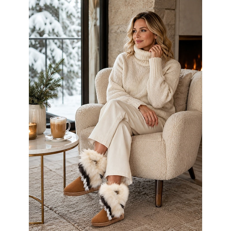 Women's Fluffy Suede Ankle Boots – Detail View
