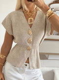 Arsinoe | Women's Short Sleeve V-Neck Cardigan