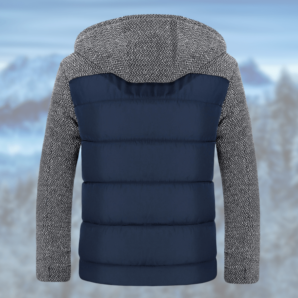 Men's Hooded Quilted Sherpa Jacket – Detail View
