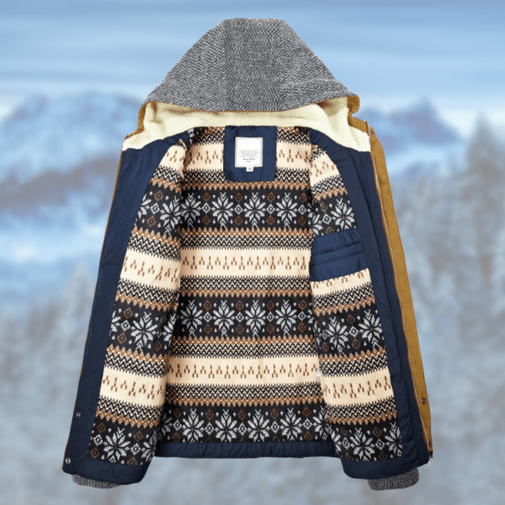 Men's Hooded Quilted Sherpa Jacket – Detail View
