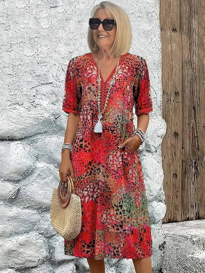 VELINA – LEOPARD LACE V-NECK SUMMER DRESS