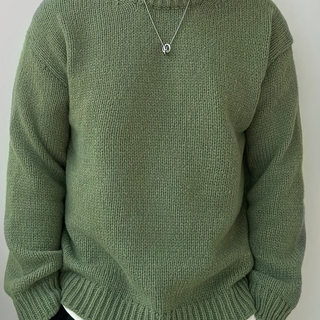BAPTISTE | MEN'S CHUNKY KNIT OVERSIZED CREW NECK SWEATER 1