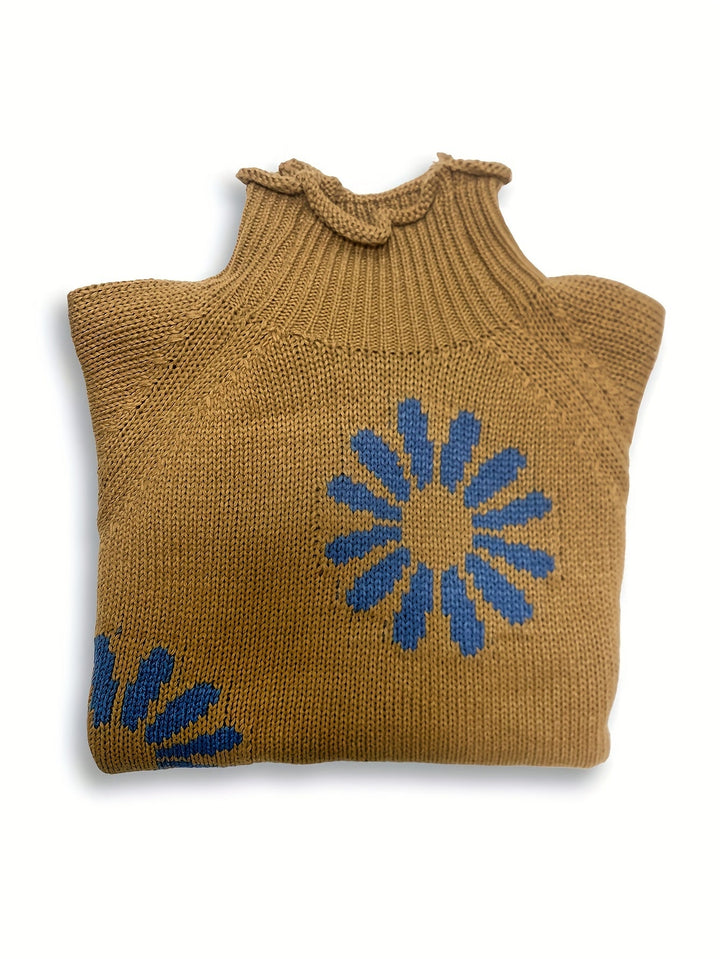 BARBERINE | WOMEN'S FLOWER MOCK NECK KNIT SWEATER 4