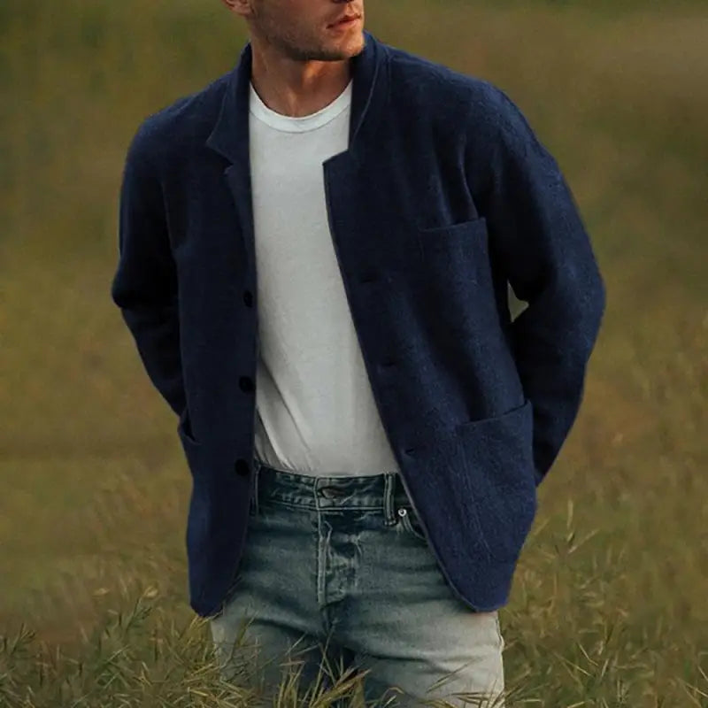 BARNABE | MEN'S CARDIGAN JACKET KNITTED BLAZER SWEATER POCKETS 1