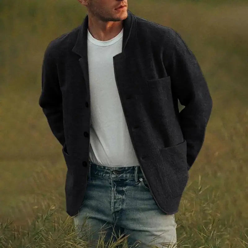 BARNABE | MEN'S CARDIGAN JACKET KNITTED BLAZER SWEATER POCKETS 3