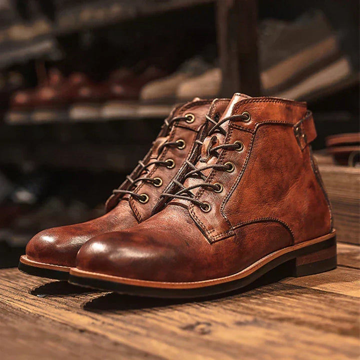BARNABY - BURNISHED LEATHER LACE-UP BOOTS 1