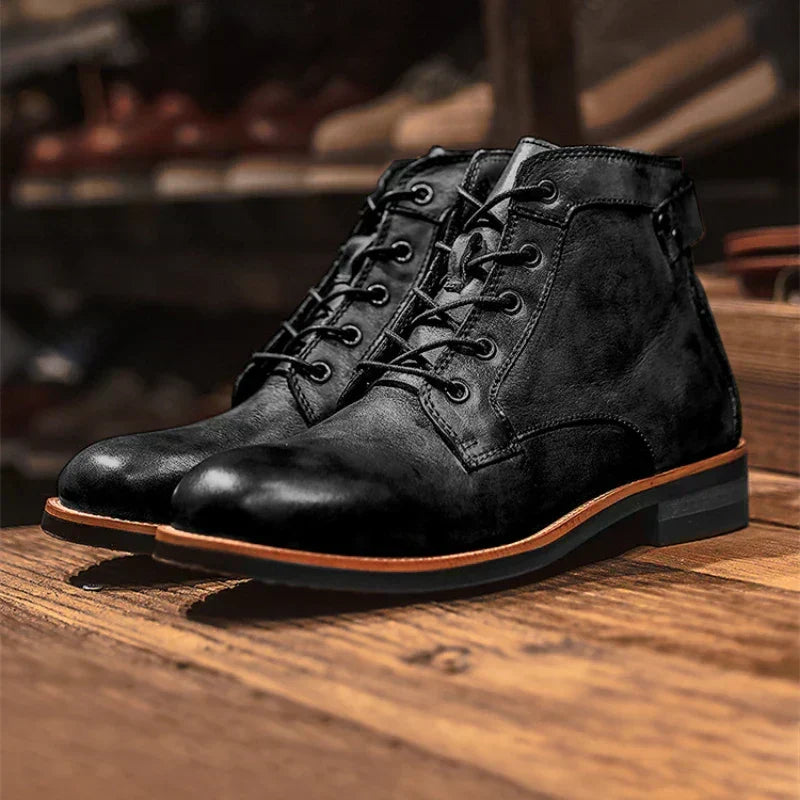 BARNABY - BURNISHED LEATHER LACE-UP BOOTS 2