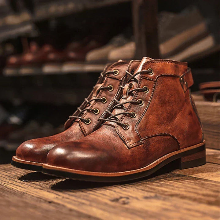 BARNABY - BURNISHED LEATHER LACE-UP BOOTS 3
