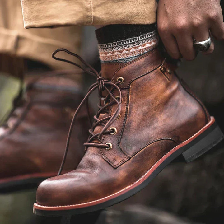 BARNABY - BURNISHED LEATHER LACE-UP BOOTS 4