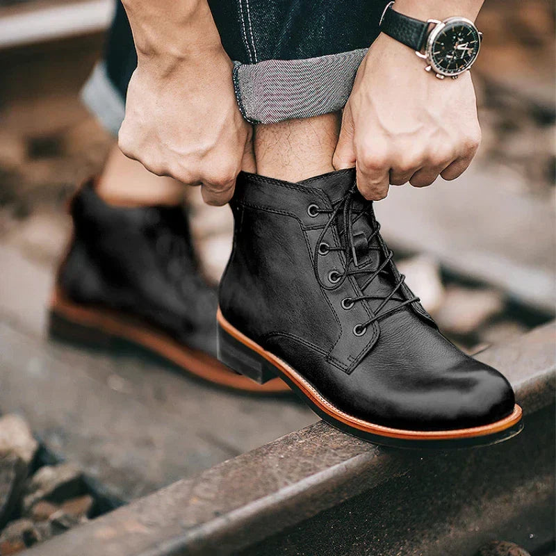 BARNABY - BURNISHED LEATHER LACE-UP BOOTS 5