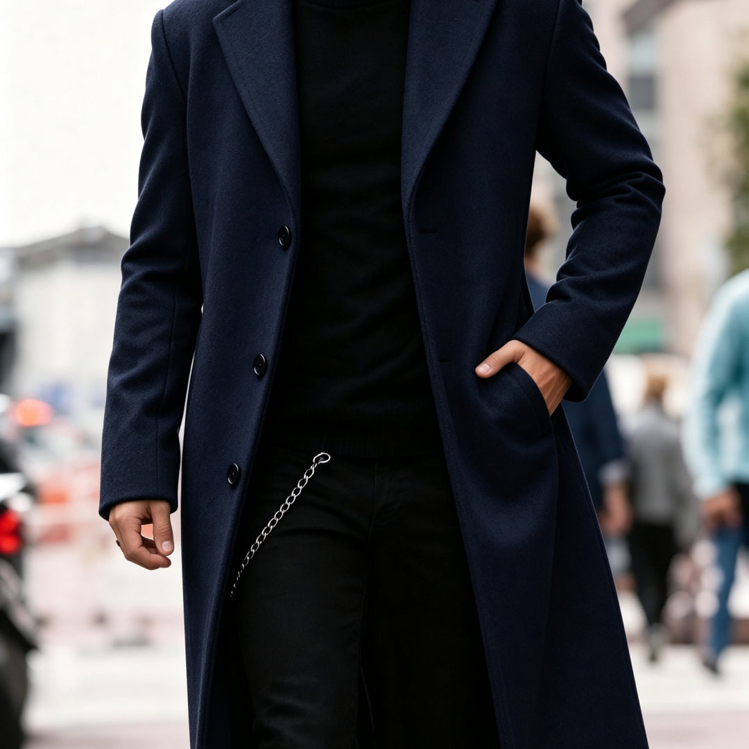 BARTHELEMY | MEN'S LONG OVERCOAT SINGLE BREASTED WINTER COAT 1