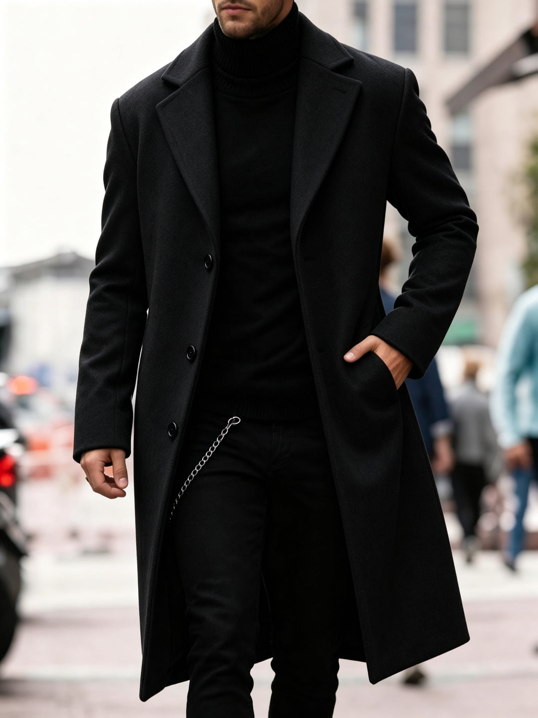 BARTHELEMY | MEN'S LONG OVERCOAT SINGLE BREASTED WINTER COAT 11