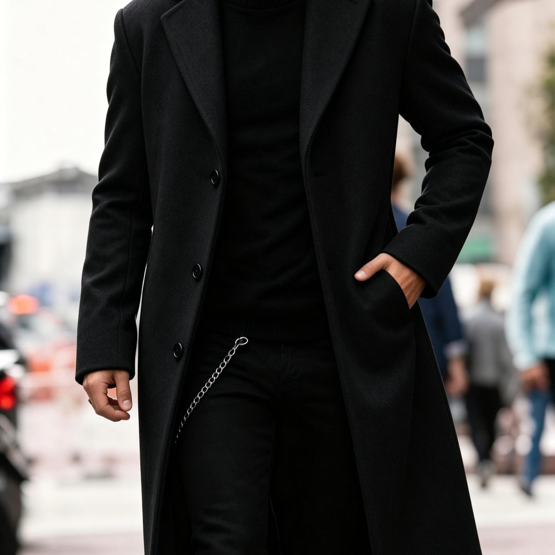BARTHELEMY | MEN'S LONG OVERCOAT SINGLE BREASTED WINTER COAT 2