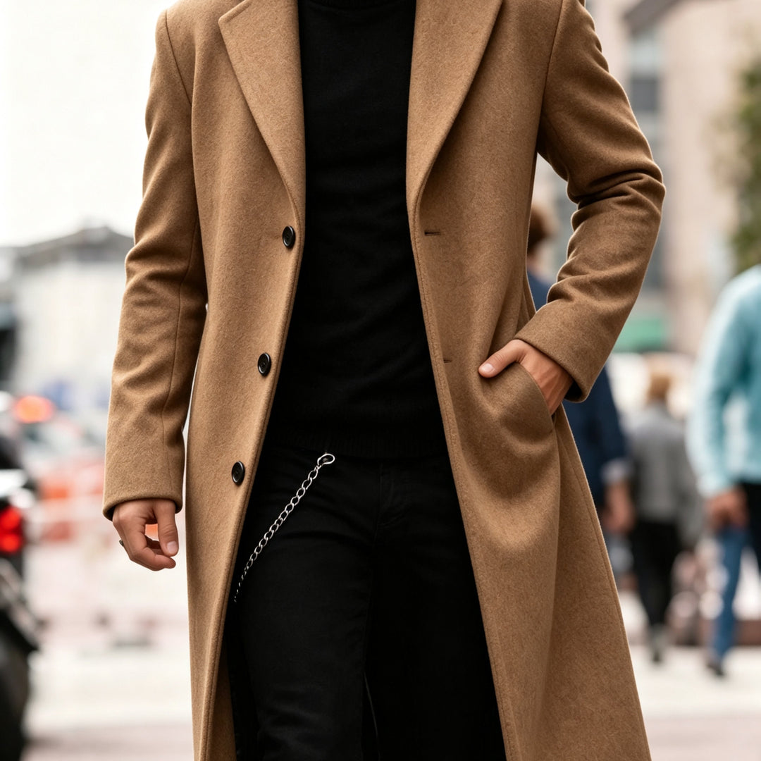 BARTHELEMY | MEN'S LONG OVERCOAT SINGLE BREASTED WINTER COAT 3