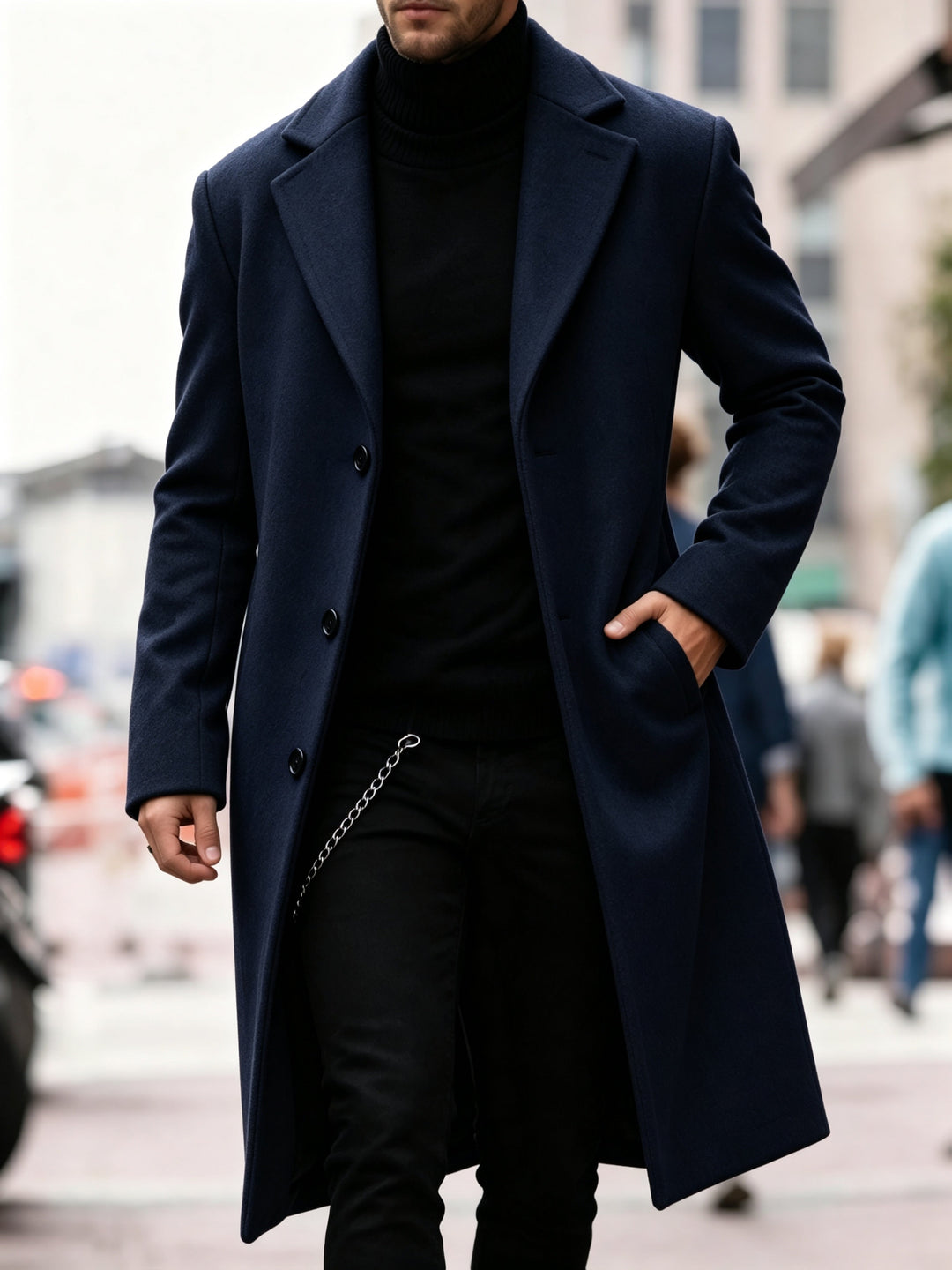 BARTHELEMY | MEN'S LONG OVERCOAT SINGLE BREASTED WINTER COAT 6