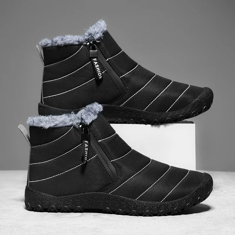 Men's Slip On Waterproof Snow Boots – Black